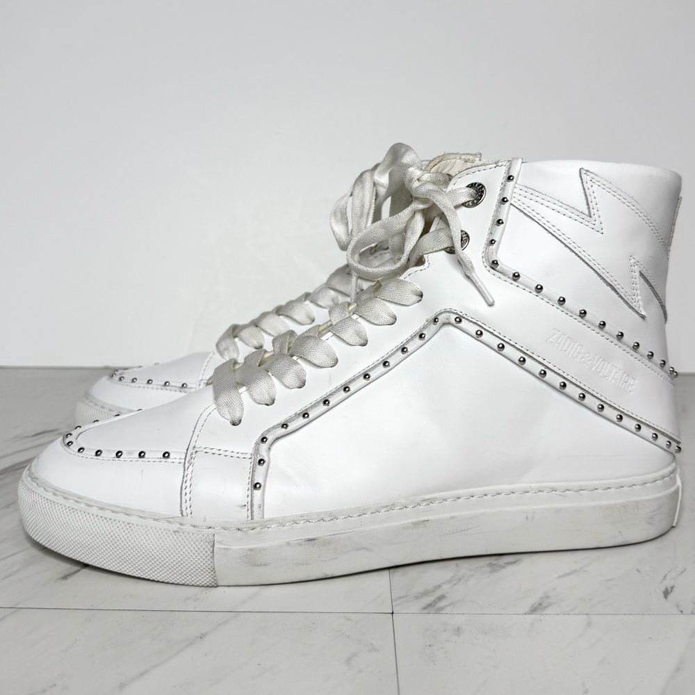 Zadig & Voltaire ZV1747 High Flash Studded White Sneaker 41
